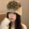 Dog Trendy Knitted Plush Winter Hat For Women Soft And Warm Fashionable Accessory