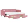 Pull Out Daybed with Drawers Pink 80x200 cm Velvet