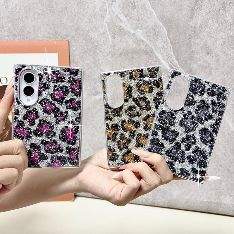 Bling Diamond Leopard Style Case For Samsung Galaxy Z Fold 8 Ultra Fold7 Fold 6 5 4 Sexy Luxury Glitter Plating Protective Cover