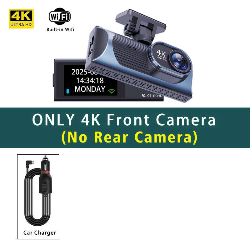 Dash Cam Dual Lens 4K+2.5K Recording Car Camera DVR Night Vision Video Recorder GPS Wi-Fi Room Black Box 2.5K Rear View Camera