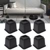 6pcs Bed Risers 5in High Quadrate Trapezoidal Ergonomic Plastic Black Furniture Risers Blocks for Home Office