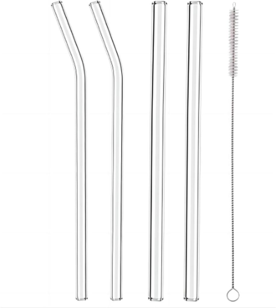 5 шт. многоразовых стеклянных соломинок для питья, сменная соломинка 7,88'' x 8 мм, прозрачная, практичная соломинка для стаканов 20/30/32 унции, соломинка для смузи
