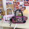 Japanese Kawaii Heart Plaid Ita Bag - Women's Transparent Crossbody with Pin Board
