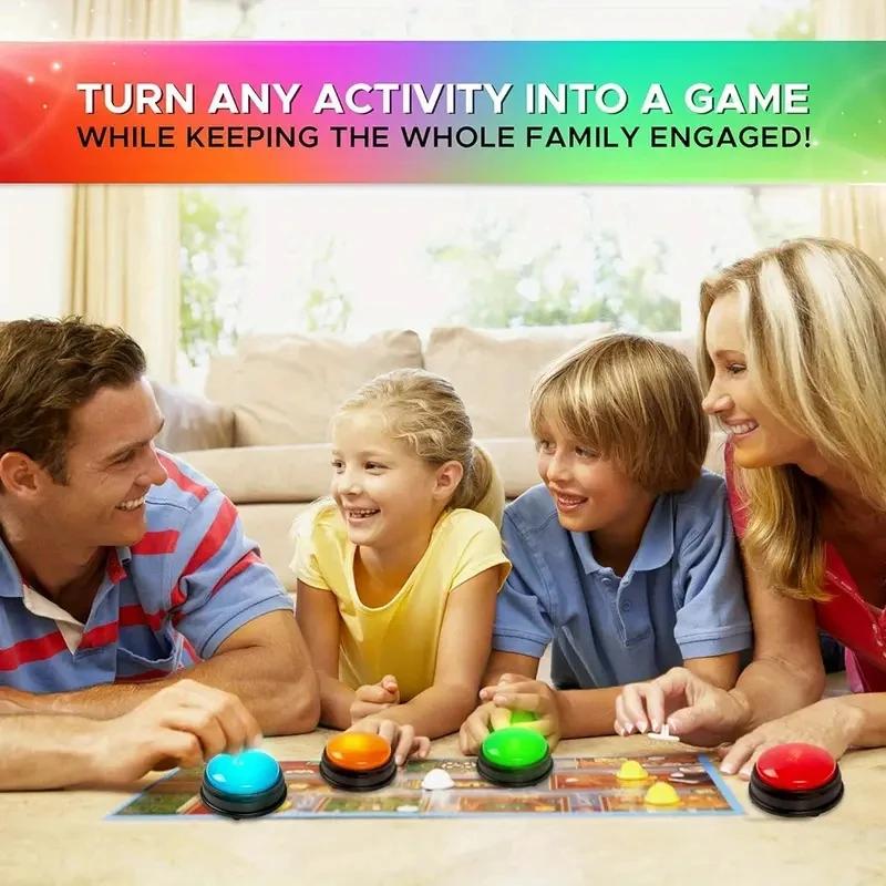 4pcs Answer Buzzers for Kids Adults Family Game Interactive Game Show Buzzer with Lights Sounds for Friends Fun Party Games