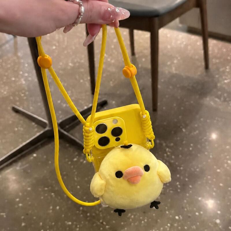 Japan Anime Kiiroitori Soft Plush Filling Doll Phone Back Clip Can Be Slung Diagonally with Shoulder Straps Girl's Birthday Gift