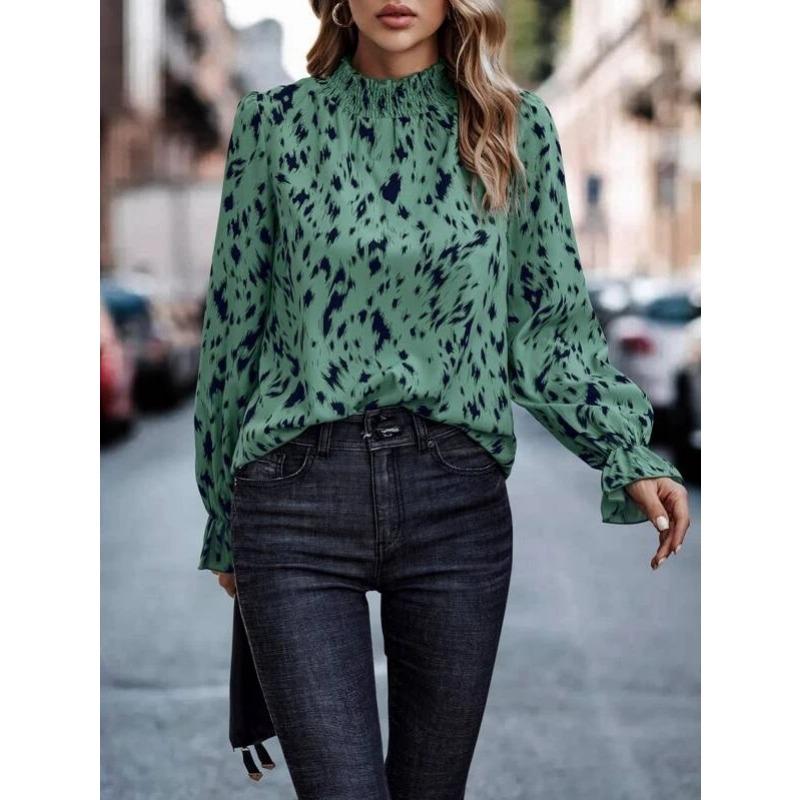 Spring and Autumn Women's Plus Size Shirt Temperament Pullover Long Sleeve Half High Neck Loose Type Shirt