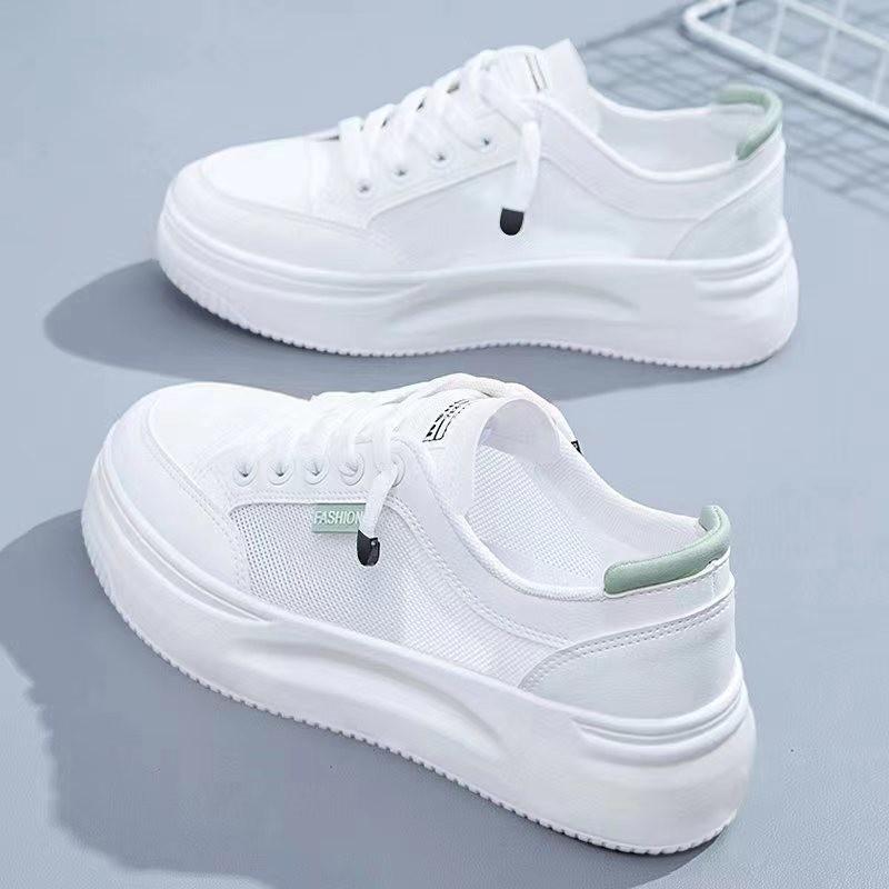 Fashion Women's Breathable Mesh Casual Sneakers Summer Lace Up Platform Sports Shoes for Women Wear Resistant Flat Ladies Skate Shoes