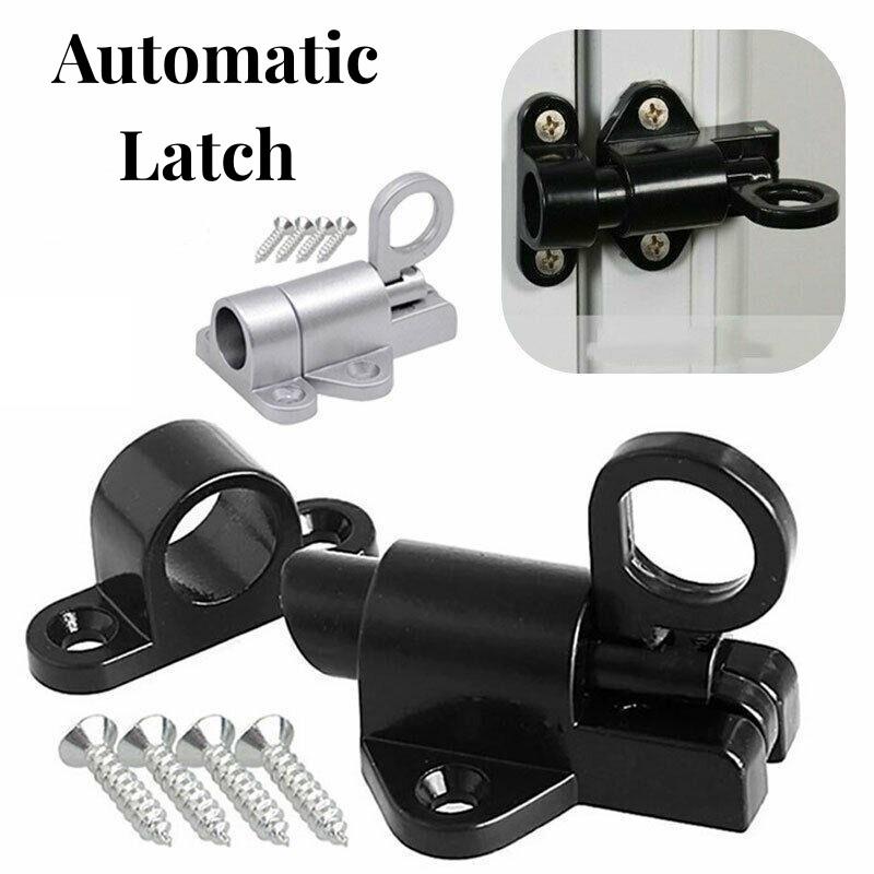 Aluminum Alloy Black/Gray Window Gate Security Pull Ring Spring Bounce Door Bolt Automatic Latch Lock Black Grey Window
