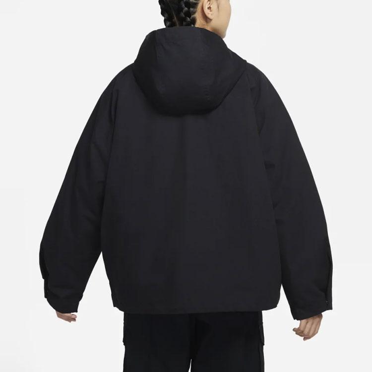 Nike Спортивная ветровка 2-в-1 с простым капюшоном и хлопковой курткой Женская верхняя одежда черного цвета DD4661-010