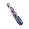 Натуральный кианит, розовый аметист, кулон из стерлингового серебра 925 пробы, 1,75 дюйма v5p59