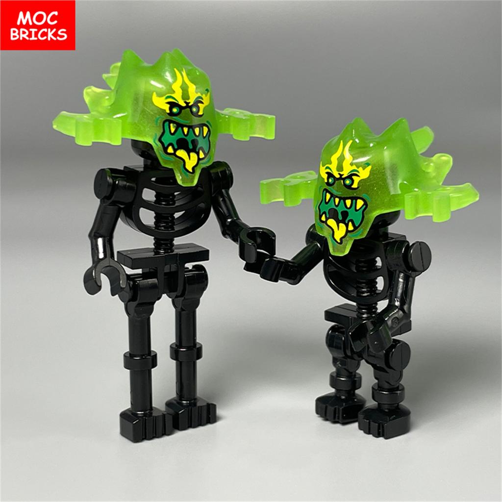 Нетоксичные Moc Кирпичи Хэллоуин Светящийся Шлем Фигурка Призрак Строительные Блоки Аксессуары Подарки для Детей Детские Игрушки