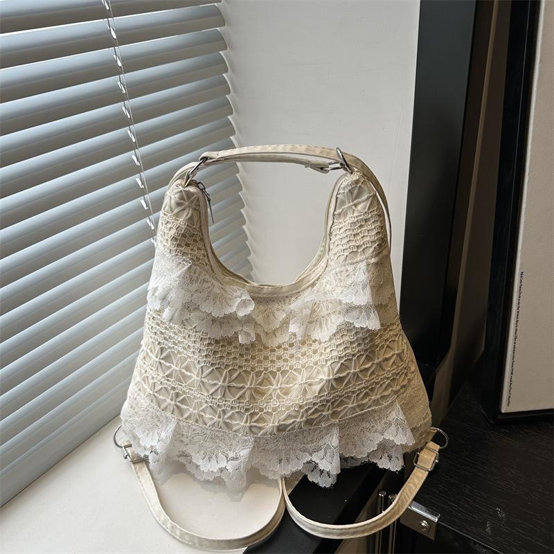 Летняя повседневная сумка-тоут из сетчатого кружева с большой вместимостью для женщин на плечо под мышкой - универсальная для поездок на работу