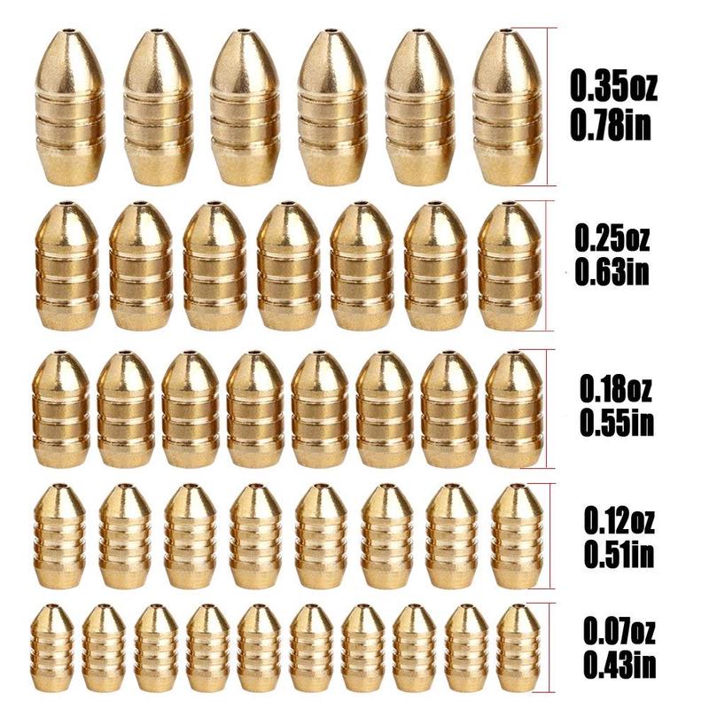 Набор рыболовных грузил с латунными грузилами, джиг-крючками, рыболовным поворотным кольцом, пластиковой коробкой