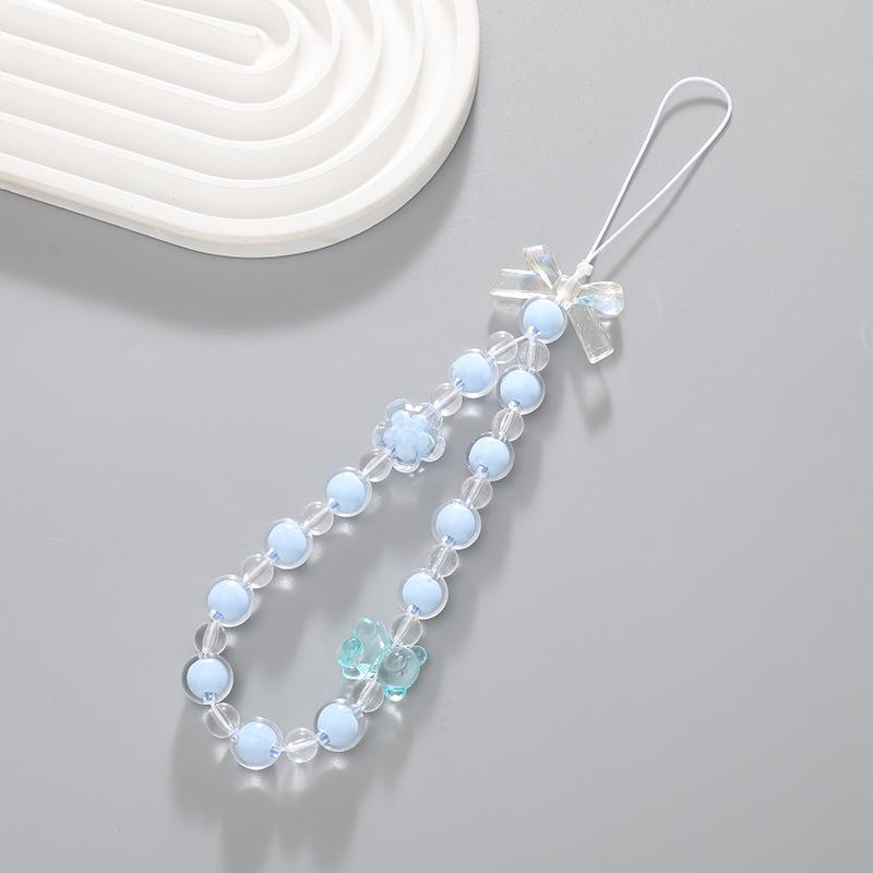 Korean Love Heart Beaded Phone Chain & Keychain Set for Women