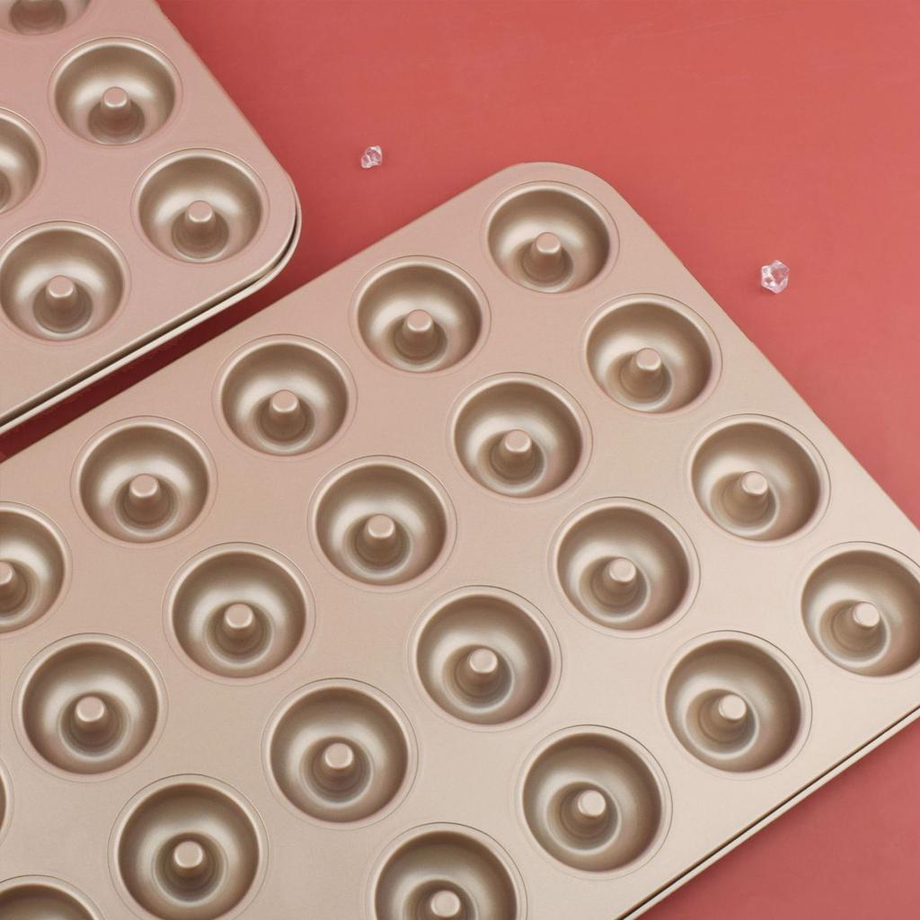12/24 Cavity Doughnut Baking Pan Nonstick Cake Baking Pan Carbon Steel Mini Donut Mold Doughnut Bakeware Tray Durable