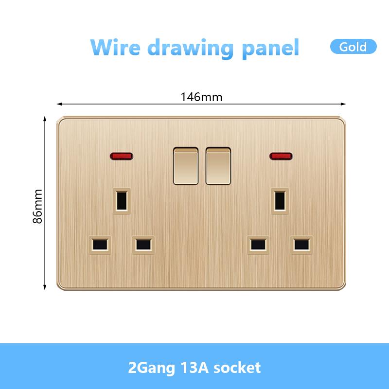 Универсальная 5-контактная розетка, стандартная британская настенная розетка USB на 13 А, 3-контактная электрическая розетка 220 В со светодиодным индикатором