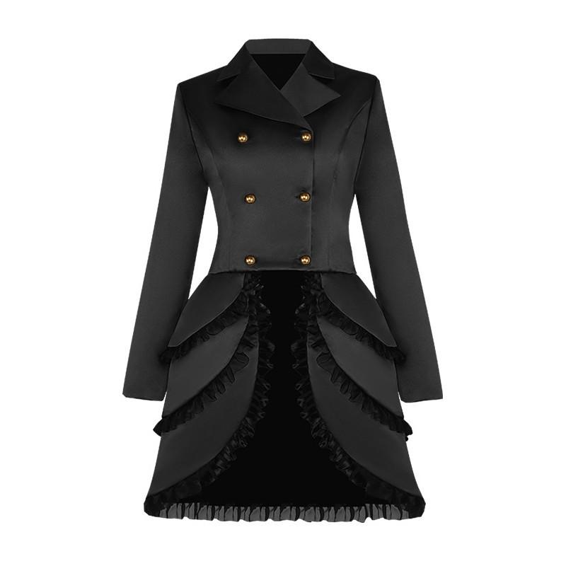 Women's Double-breasted Lace Trim Medieval Renaissance Cos Stage Performance Outfit