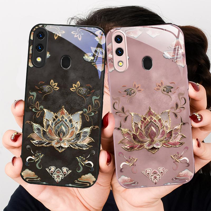 Лепестки лотоса с градиентом для Samsung A20 30 22 23 24 25 26 31 32 A33 34 35 42 50 51 52 53 54 55 56 70 71 72 73 стеклянный чехол для телефона