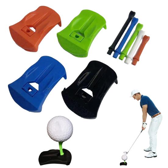 4 Pcs Turf Base Hinged Artificial Turf Tee for Golf Simulator Practice Includes 5 Pre-Cut Tee Variety Packs for Driving Range Home Training