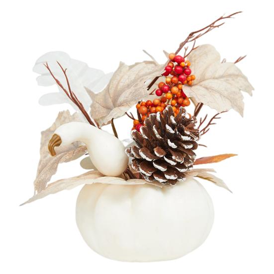 Пенопластовые тыквенные осенние украшения из тыквы с реалистичными кленовыми листьями и ягодами, центральные элементы стола, декор для Дня благодарения, столовая, кухня