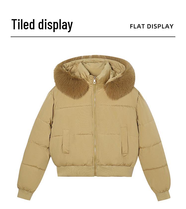 Женская зимняя мода 2025 года Короткая куртка с хлопковой подкладкой - Утепленное пальто с альтернативным пуху наполнителем