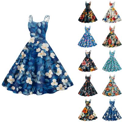 Женское повседневное модное платье с цветочным принтом, сексуальное с открытыми плечами, панк-ретро платье, ретро платье