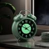 Metal Construction Vintage Silent Alarm Clock Round Pointers Luminous Alarm Clock  Student Use