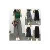Women Wide Korean Leg High Waist Loose Baggy Casual Striped Crop Pants Trousers