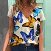 Футболка с бабочкой 3d, женские футболки с персонажами Harajuku, модная повседневная футболка с коротким рукавом и V-образным вырезом, женская одежда больших размеров