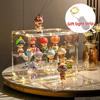 Three Layer Acrylic Display Rack Transparent Strip Light Line Anime Model Figurine Blind Box Storage Box Jewelry Sorting Box