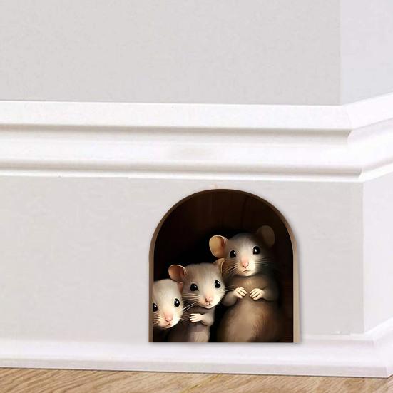 Наклейка на стену с изображением мыши, отклеивающаяся и приклеивающаяся, мультяшная настенная наклейка с изображением мыши, водонепроницаемая