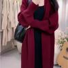 Korean-Style Mid-Length Knitted Cardigan Coat for Autumn/Winter 2024