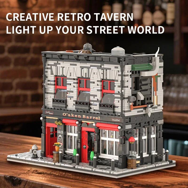 Non-Toxic Tavern Antique Shop Building Blocks Moc City Street Scene Architectural Model Bricks Desktop Ornaments Kids Educational Diy Toys