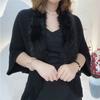 New Fashionable Fur Collar Thickened Warm Shawl Large Size Loose Knitted Cardigan Jacket Female