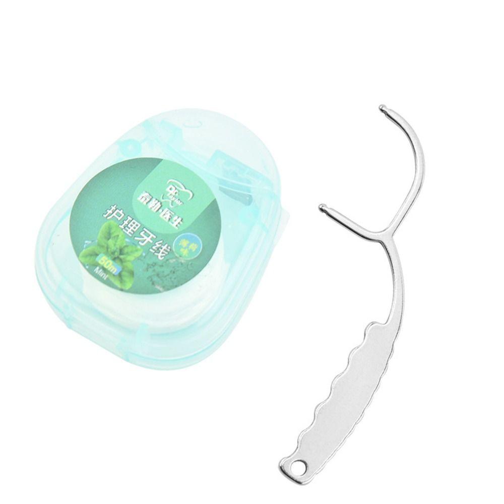 Портативные зубочистки из нержавеющей стали, многоразовая зубная нить, очиститель для зубов с ручкой, зубная нить