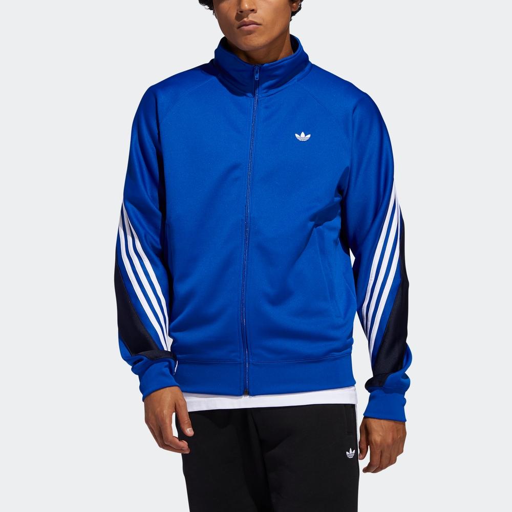 adidas Оригинальная однотонная спортивная куртка с логотипом и воротником-стойкой, мужская верхняя одежда, синяя FM1523