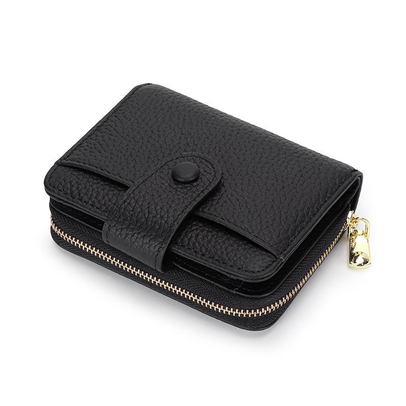 2024 New Short Wallets For Women Genuine Leather Card Holders First Layer Of Cowhide Coin Purse 2in1 Zipper Hasp Bifold Wallet
