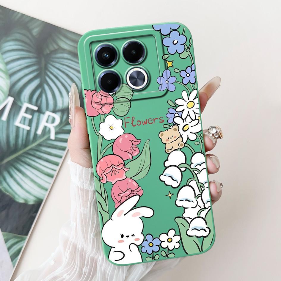 For Infinix Note 40 5G Case Cartoon Rabbit Flower Anti Slip Bumper Soft Silicone Cover For Infinix Note40 X6852 X6851 Phone Case