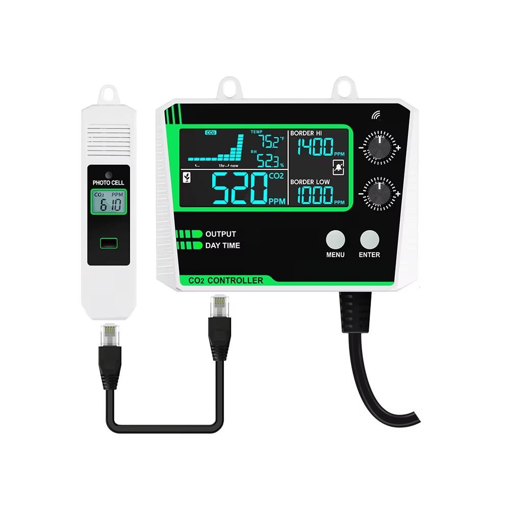 Вилка ЕС/США Двухканальный/Одноканальный Умный контроллер CO2 NDIR Датчик CO2 День Ночь Детектор углекислого газа Для теплицы Гидропоника