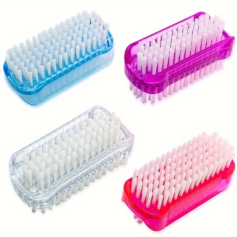 Plastic Nail Dust Powder Cleaning Brush Double Sided Hand Fingernail Toes Scrubbing Brush Cleaner