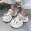 Модные милые сандалии на массивной подошве с жемчужной цепочкой, женские модные сабо на платформе из ЭВА для DIY, женские уличные сандалии с мягкой подошвой, не скользящие
