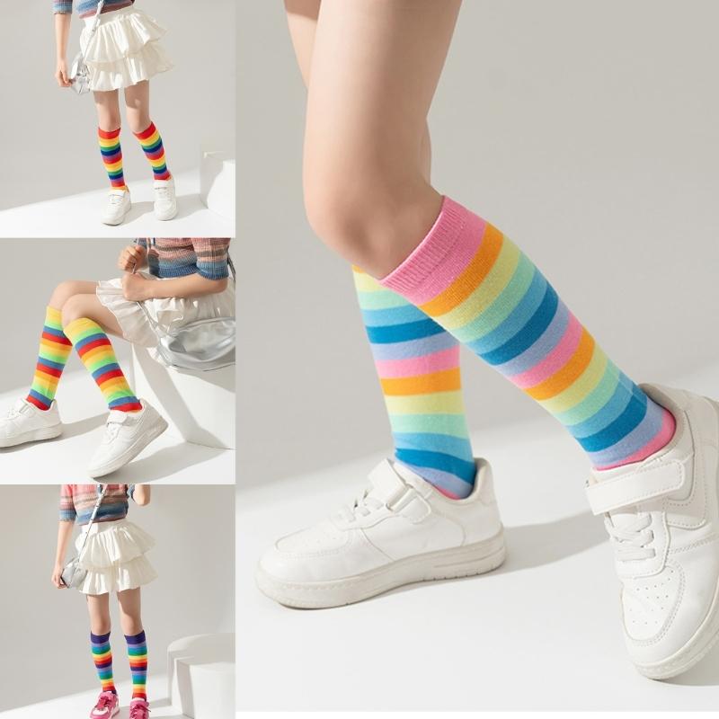 Children's Fashionable Socks Knee High Socks Combed Cotton Multifunction In Tube Socks for School and Parties Show