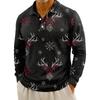 Мужская повседневная рубашка с длинным рукавом на пуговицах с рождественским принтом