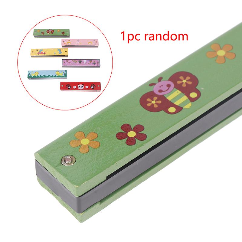 1Pc Cute Montessori Educational Toys Cartoon 16 Holes Key Wood/Iron Harmonica Mouth Organ Kids Musical Wind Instrument Gift Toy