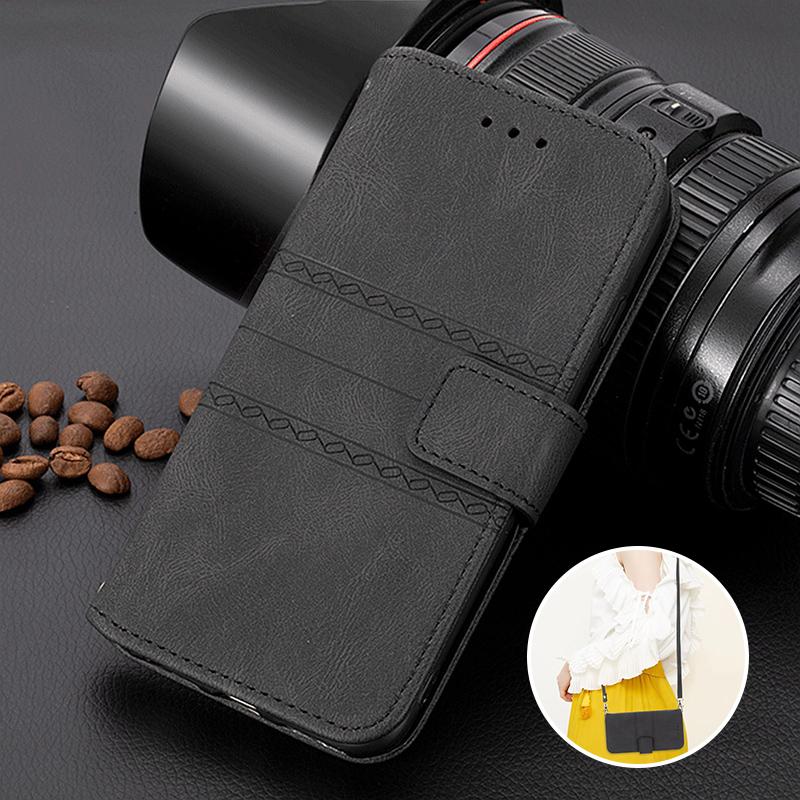 Модный чехол для телефона из искусственной кожи с длинным ремешком для iPhone Samsung Xiaomi Google Huawei SONY Многофункциональный кошелек с отделениями для карт откидная крышка