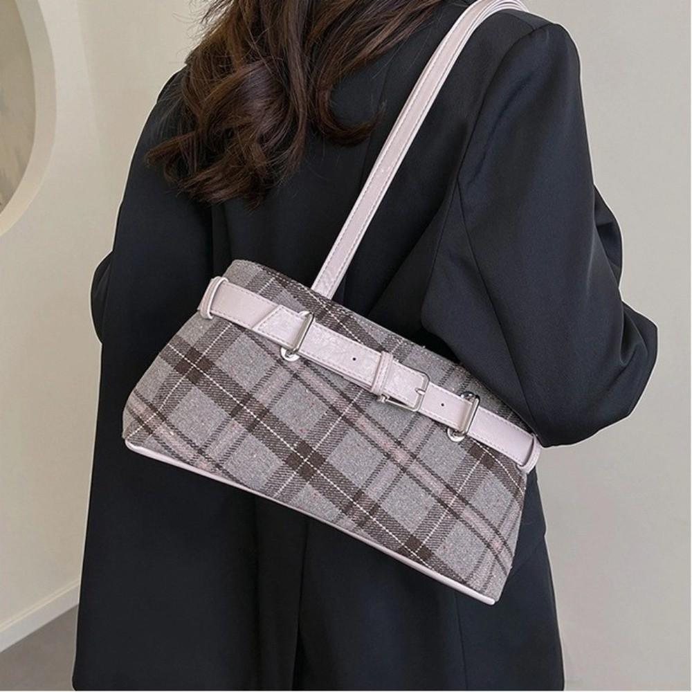 Fashion Boho Shoulder Bag New Plaid Plaid Handbag Lightweight Tote Bag Women Girls Underarm Bag Women's Bag Nice Gift