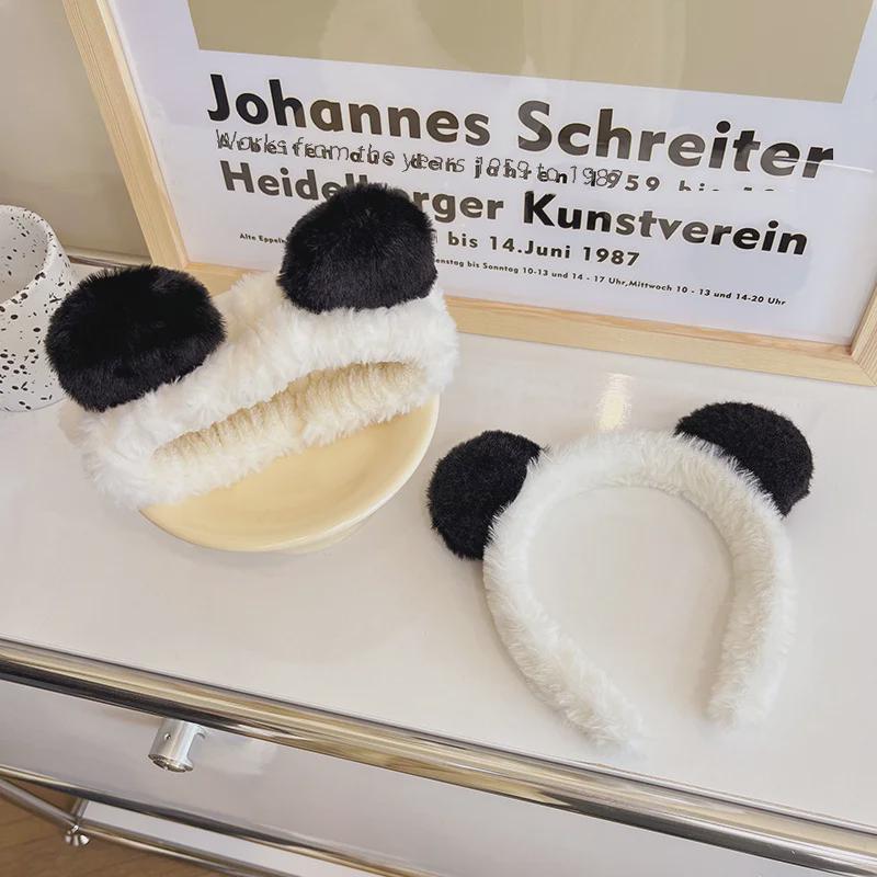 Милая повязка на голову в виде плюшевой панды для женщин — идеально подходит для ухода за лицом осенью и зимой