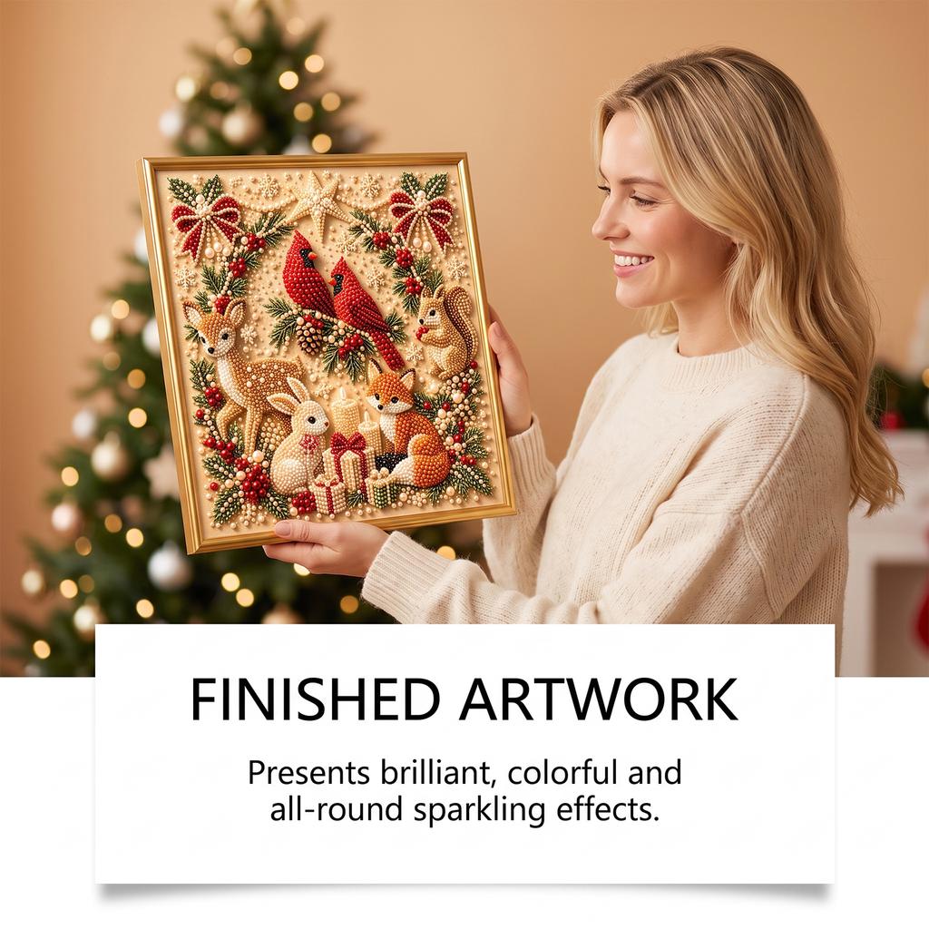 Christmas Pearl Art DIY Kit Winter Forest Animals Scene