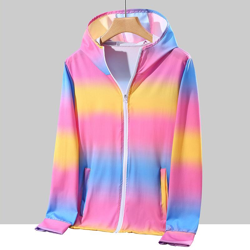 Spring Summer Jacket Women Colorful Shiny Sunscreen Clothing Couples Color Thin Waterproof Coats Trend Large Size S-6XL