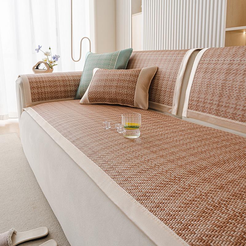 Ice Rattan Cool Sofa Cushion  Summer New Non-Slip Anti-Cat Claw Rattan Mat Seat Cushion Sofa Cover Cross-Border